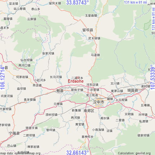 Erdaohe on map