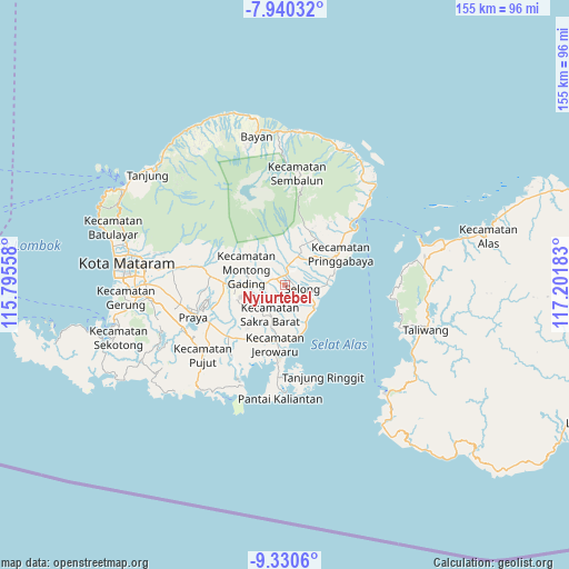 Nyiurtebel on map