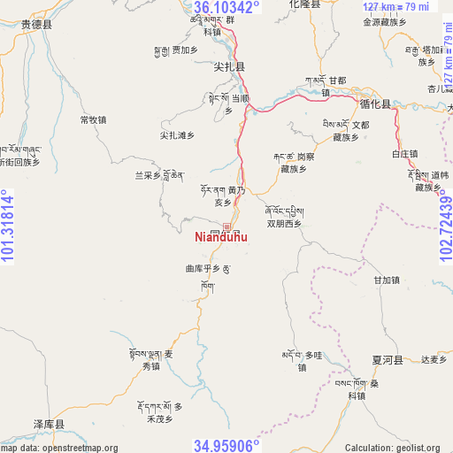 Nianduhu on map