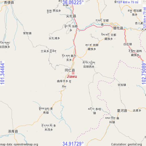 Jiawu on map