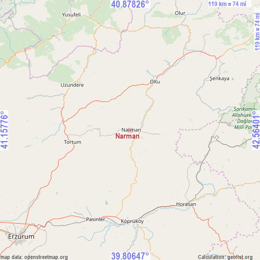 Narman on map