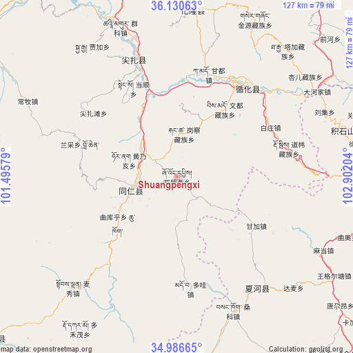 Shuangpengxi on map