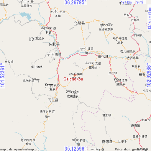 Galengkou on map