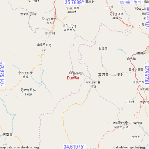 Duowa on map