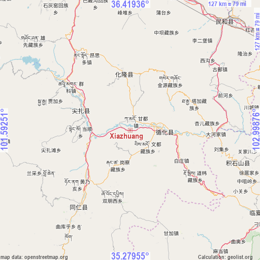 Xiazhuang on map