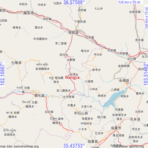 Wangjia on map