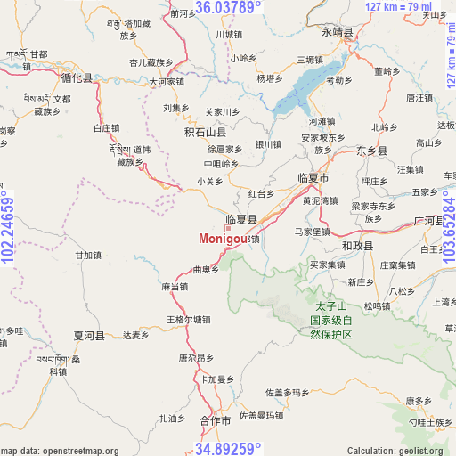 Monigou on map