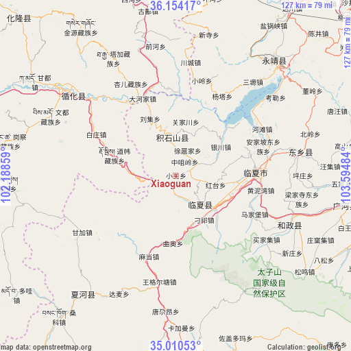 Xiaoguan on map