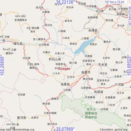 Guogan on map