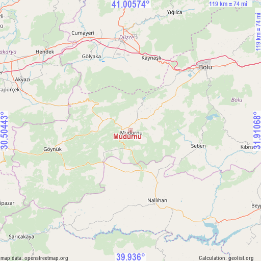 Mudurnu on map