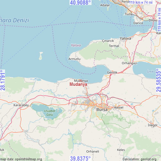 Mudanya on map