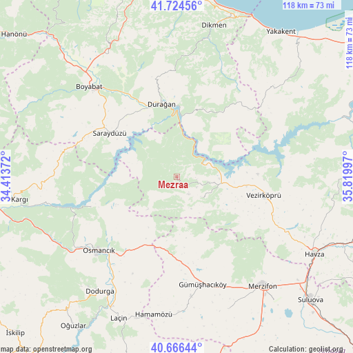 Mezraa on map