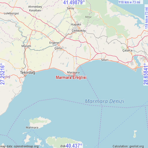 Marmara Ereğlisi on map