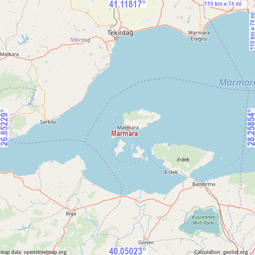 Marmara on map