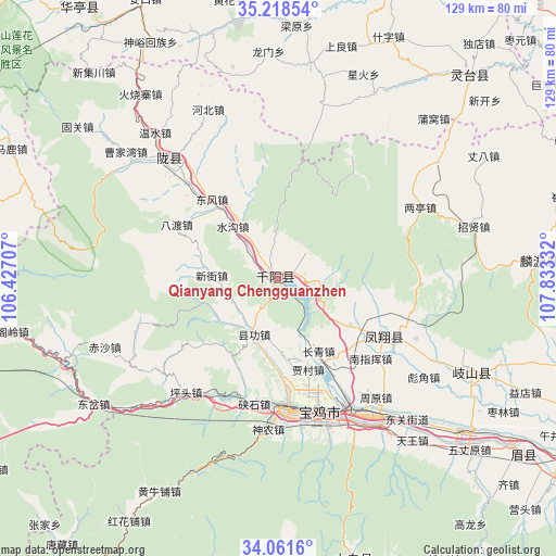 Qianyang Chengguanzhen on map