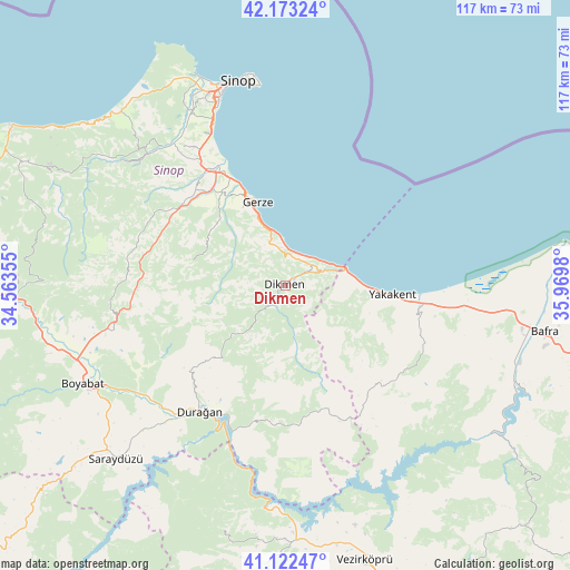 Dikmen on map