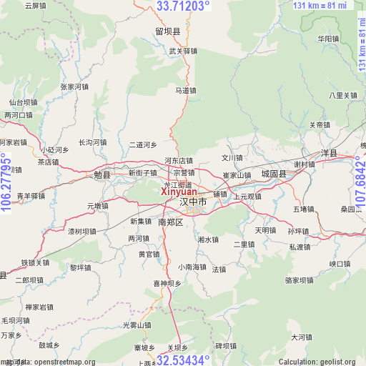 Xinyuan on map