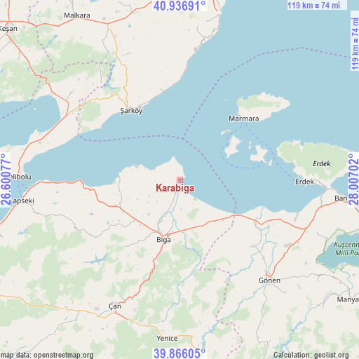 Karabiga on map