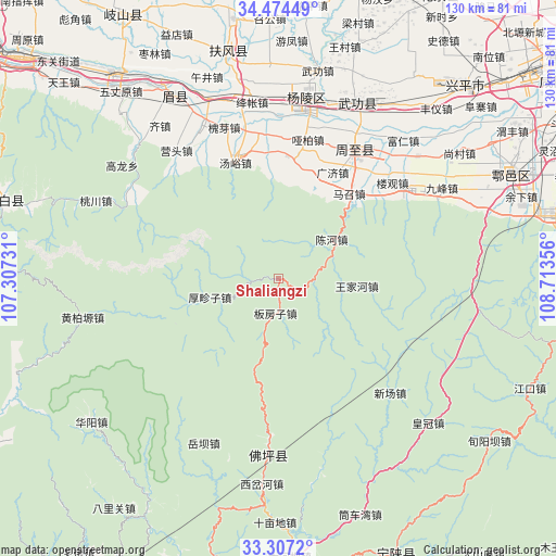 Shaliangzi on map