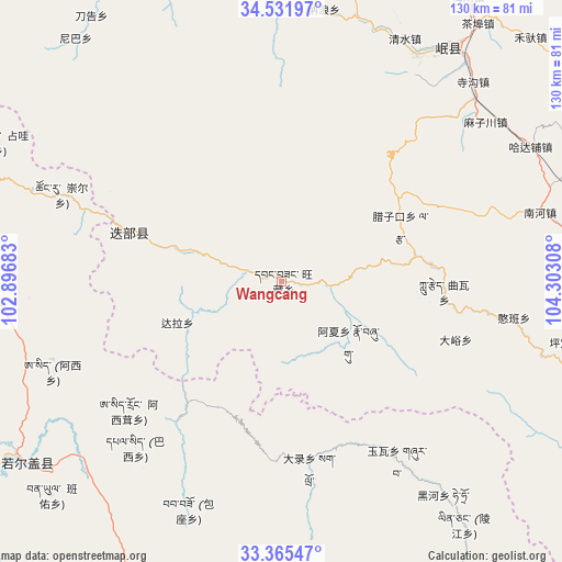 Wangcang on map