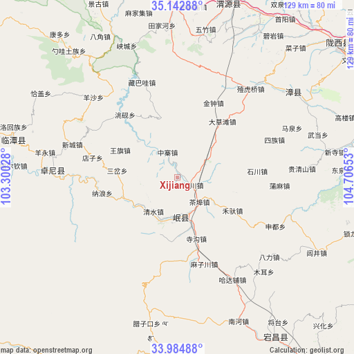 Xijiang on map