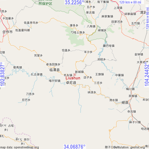 Liushun on map