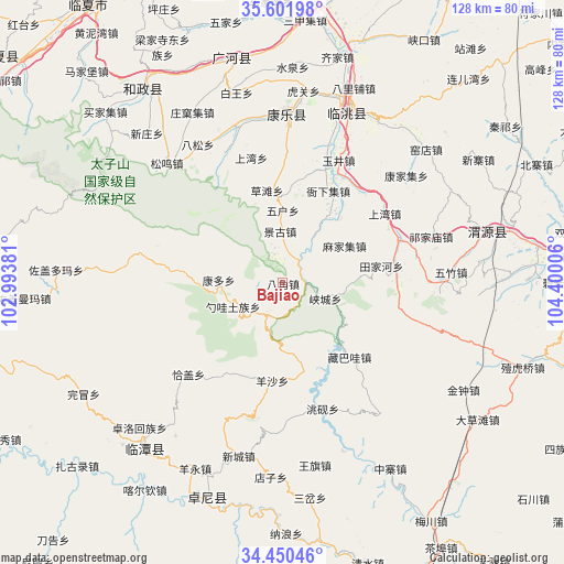 Bajiao on map