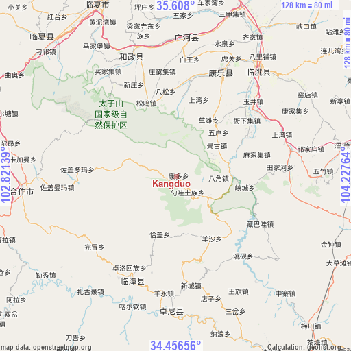 Kangduo on map