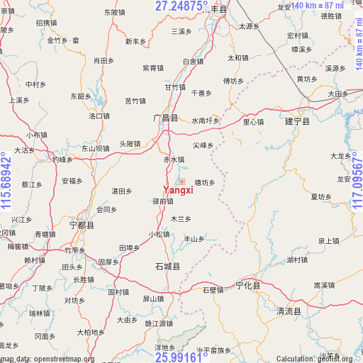 Yangxi on map