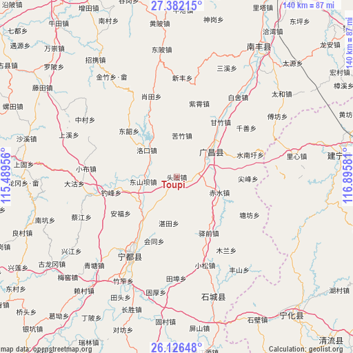 Toupi on map