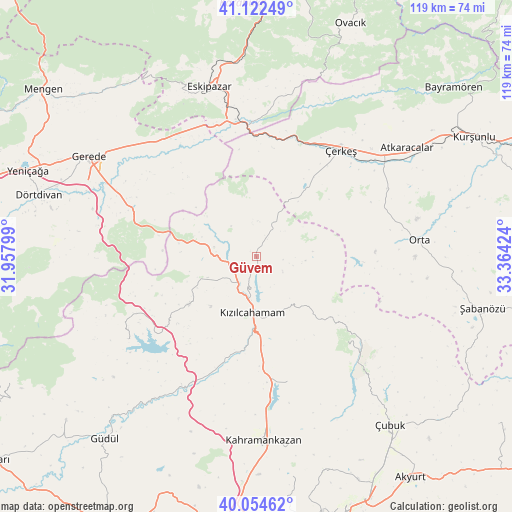 Güvem on map