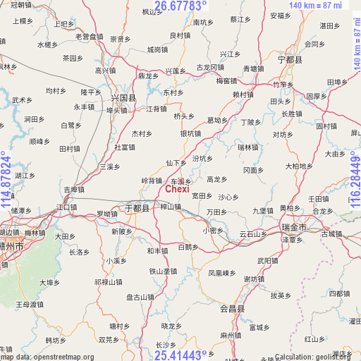 Chexi on map