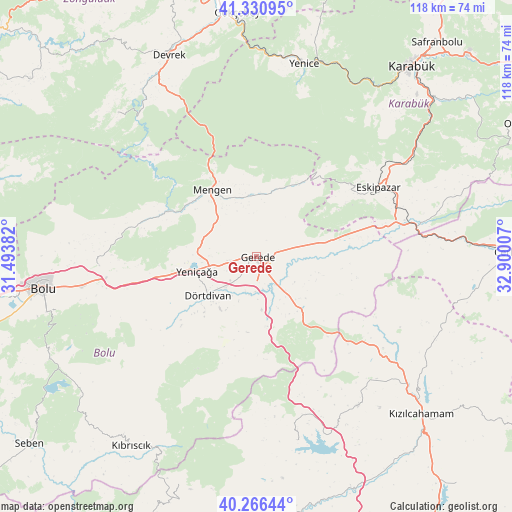 Gerede on map