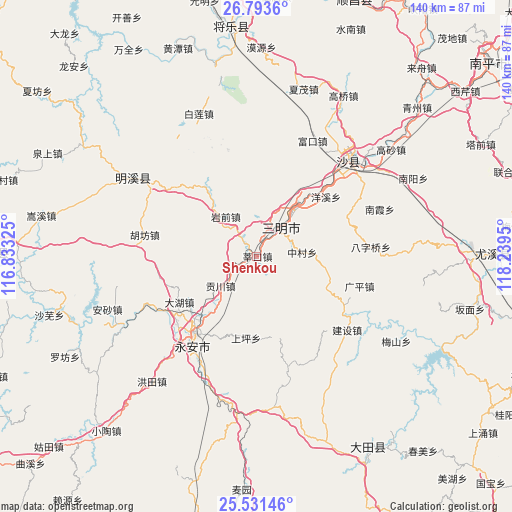 Shenkou on map