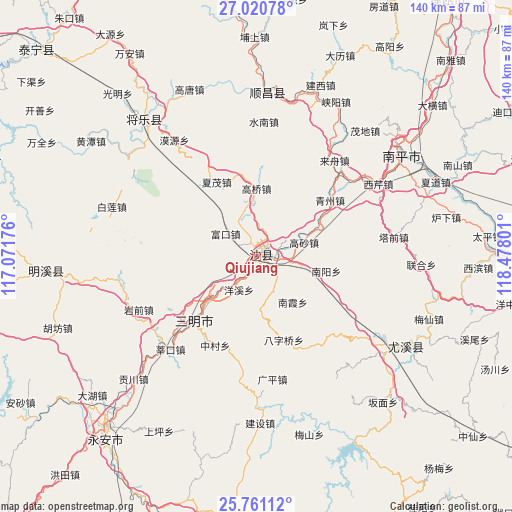 Qiujiang on map