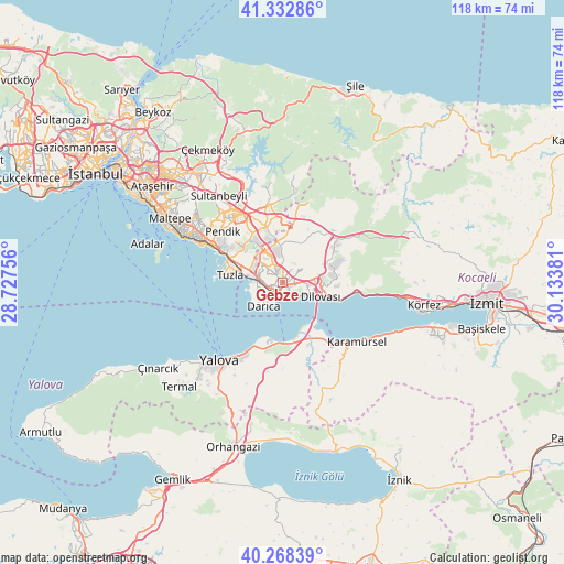 Gebze on map