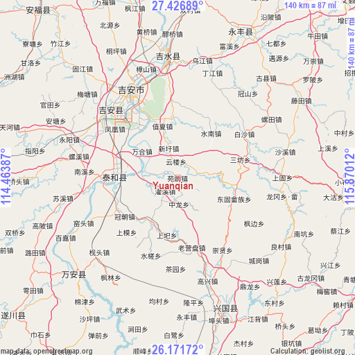 Yuanqian on map