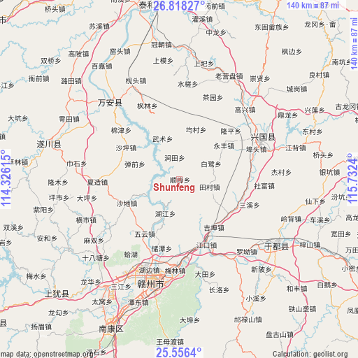 Shunfeng on map