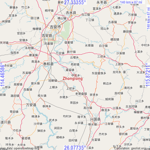 Zhonglong on map