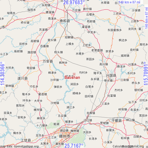 Baoshan on map