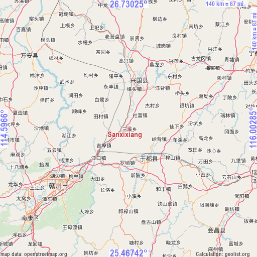 Sanxixiang on map