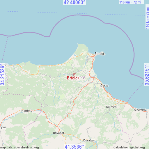 Erfelek on map