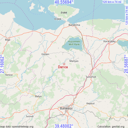 Darıca on map