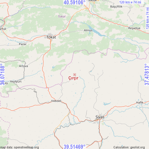 Çırçır on map