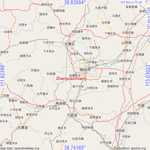 Zhangcaizhuang on map