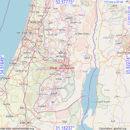 West Jerusalem on map