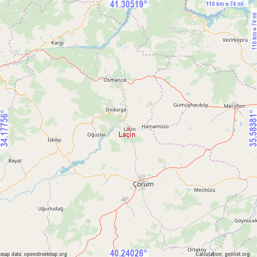 Laçin on map