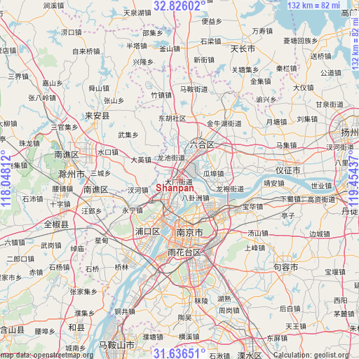 Shanpan on map