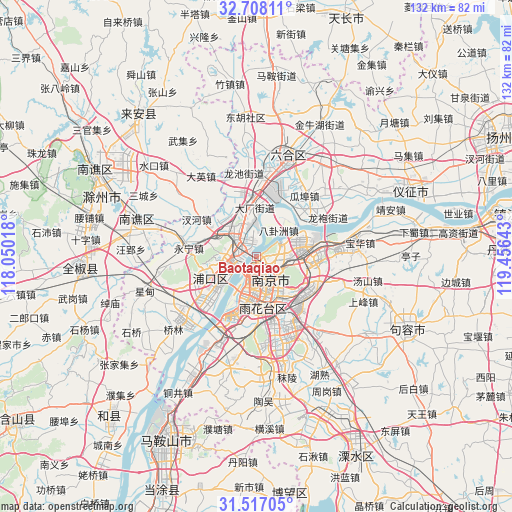 Baotaqiao on map