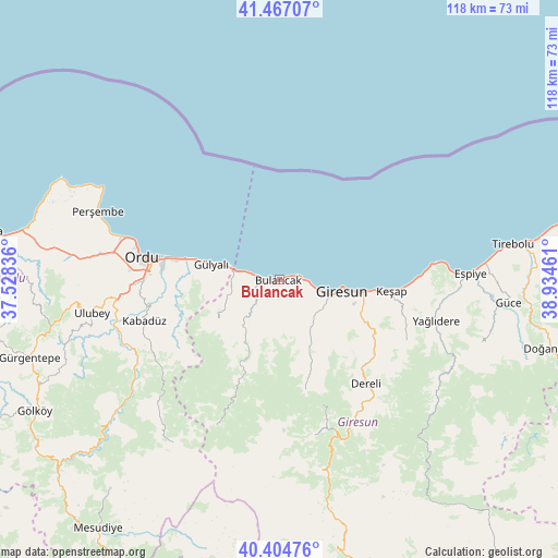 Bulancak on map